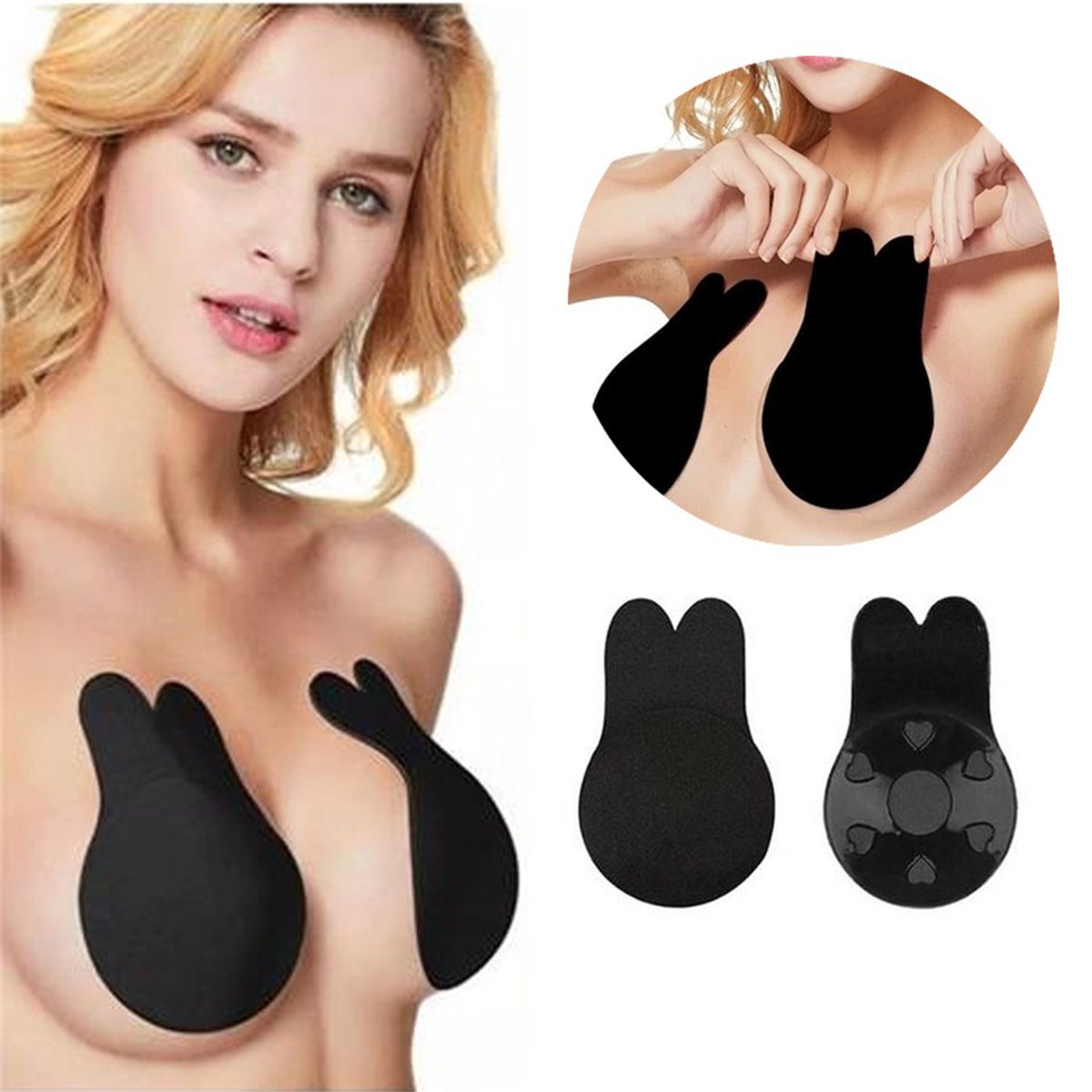 Sutiã Adesivo Levanta Seio Invisible - Preto - Tam: L/xl