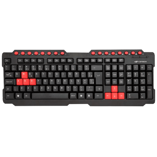 Teclado C3 Tech Gamer Abnt2 Preto/vermelho (kg-10bk)