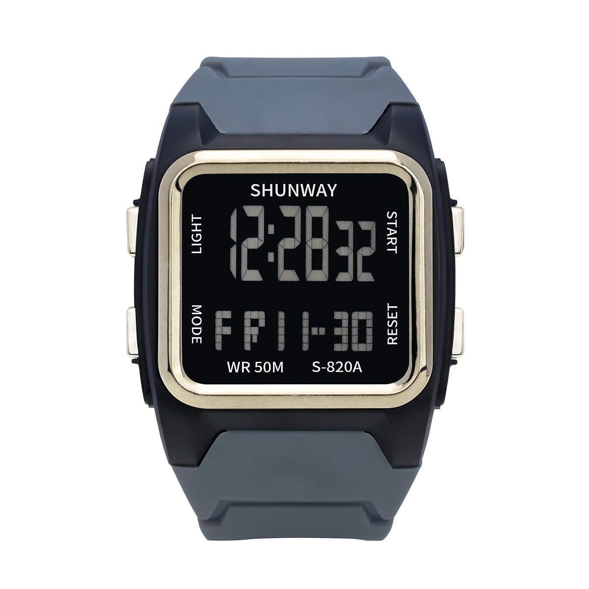 Relógio Digital Masculino Quadrado Preto e Cinza